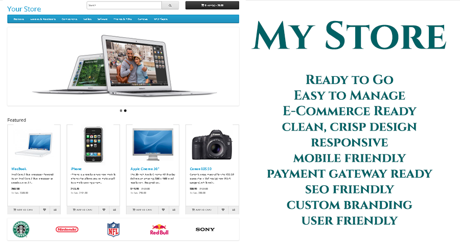 A ready to for business CMS ecommerce website with integrated shopping cart and payment gateway